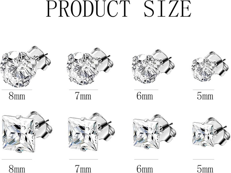 NEWITIN 24 Pairs Stainless Steel Earrings for Men Hypoallergenic Inlaid Cubic Zirconia Studs Hoop Earring Cross Dangle Earrings Unisex Punk Stud Earring for Women Men - Image 2
